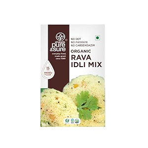 pure amp sure organic rava idli instant mix 250gm  ready to cook idli rava  authentic south indian taste  rich in aroma amp flavors  0 maida  instant millet breakfast