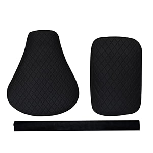 pure biking black diamond cut design seat cover with back rest foam combo set of 3 compatible with re classic 350500cc 2012 to 2020