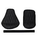 Pure Biking Black Diamond Split Seat Cover with Back Rest Foam Combo Set of 3 Compatible with Classic 350/500cc (2012-2020)