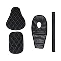Pure Biking Black Diamond Seat Cover+ Tank Cover + Rear Foam Combo Set of 4 Compatible with Classic 350/500cc (2012-2020 Models)