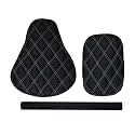 Pure Biking Seat Cover Black Diamond Stitched with Rear Foam Combo Set of 3 Compatible with Classic 350/500cc (2012-2020 Models)