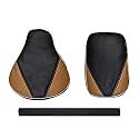 Pure Biking Stylish Black &amp; Tan Seat Cover with Rear Handle Foam Combo Set of 3 Compatible with Classic 350/500cc (2012-2020 Models)