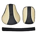 Pure Biking Stylish Diamond Cut Design Seat Cover with Back Rest Foam Combo Set of3 Compatible with RE Classic 350/500cc (2012 to 2020) Off White &amp; Black