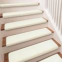 PURE ERA Bullnose Carpet Stair Treads Ultra Plush White 14 Pcs