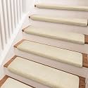 PURE ERA Bullnose Carpet Stair Treads Ultra Plush Beige 7 Pcs