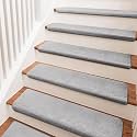 PURE ERA Bullnose Carpet Stair Treads Ultra Plush Grey 2 Pcs