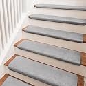 PURE ERA Bullnose Carpet Stair Treads Ultra Plush Grey 7 Pcs