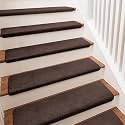 PURE ERA Bullnose Carpet Stair Treads Ultra Plush Dark Brown 14 Pcs