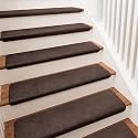 PURE ERA Bullnose Carpet Stair Treads Ultra Plush Dark Brown 2 Pcs