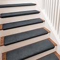 PURE ERA Bullnose Carpet Stair Treads Ultra Plush Dark Gray 7 Pcs