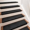 PURE ERA Bullnose Carpet Stair Treads Ultra Plush Black 2 Pcs