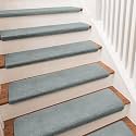 PURE ERA Carpet Stair Treads Ultra Plush 9.5" X 30"Soft Bullnose Indoor Stair Protectors Pet-Friendly Non-Slip Skid Resistant Tape Free Washable Reusable(14 Pieces,Greenish Gray)