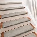 PURE ERA Carpet Stair Treads Ultra Plush 9.5" X 30"Soft Bullnose Indoor Stair Protectors Pet-Friendly Non-Slip Skid Resistant Tape Free Washable Reusable(2 Pieces, Cream Gray)