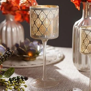 pure home  living peral pattern glass stem candle holder - medium for home decoration dinning table decoration candle wedding holiday dcor