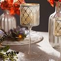 Pure Home + Living Peral Pattern Glass Stem Candle Holder - Medium for Home Decoration Dinning Table Decoration Candle Wedding Holiday Décor