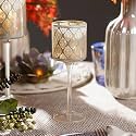 Pure Home + Living Peral Pattern Glass Stem Candle Holder - Small for Home Decoration Dinning Table Decoration Candle Wedding Holiday Décor