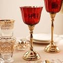 Pure Home + Living Red and Gold Votive Candle Holder with Metal Stand | Tealight Candle Holder Stand | Festive Decor for Diwali, Christmas, Pooja & Dinner Table - Small