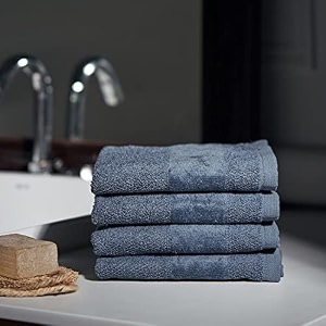 pure home  living set of 8 cotton face towel indigo