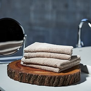 pure home  living set of 8 cotton face towel beige