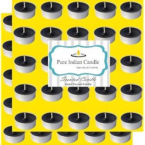 pure indian candle handmade cinnamon fragrance black solid tea light candle pack of 50 pictl202218