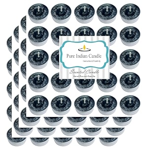 pure indian candle handmade cinnamon fragrance black mottled tea light candle pack of 100 pictl202215