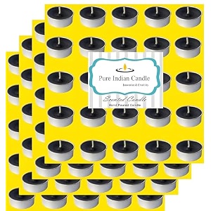pure indian candle handmade cinnamon fragrance black solid tea light candle pack of 100 pictl202220