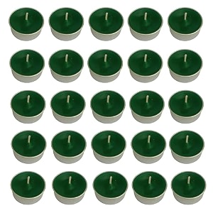 pure indian candle handmade citronella and camphor fragrance green solid tea light candle pack of 25 pictl202242