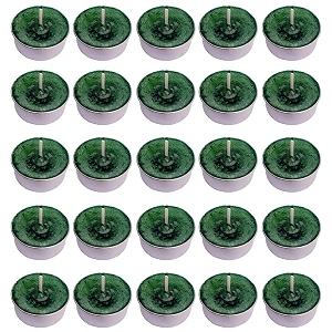 pure indian candle handmade citronella and camphor fragrance green mottled tea light candle pack of 25 pictl202237
