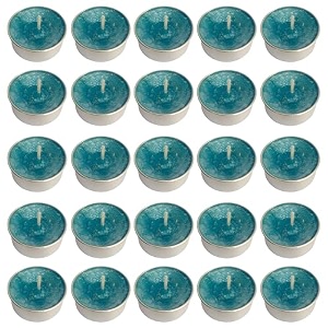 pure indian candle handmade evergreen forest fragrance aqua mottled tea light candle pack of 25 pictl202207