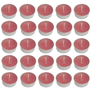 pure indian candle handmade fresh cut roses fragrance pink coral tea light candle pack of 25 pictl202227
