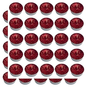 pure indian candle handmade fresh cut roses fragrance red glitter tea light candle pack of 50 pictl202273