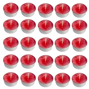 pure indian candle handmade fresh cut roses fragrance red mottle tea light candle pack of 25 pictl202277