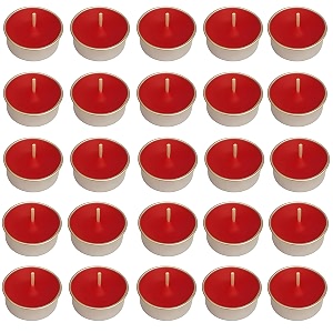 pure indian candle handmade fresh cut roses fragrance red solid tea light candle pack of 25 pictl202267