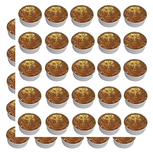 pure indian candle handmade sandalwood amber fragrance golden glitter tea light candle pack of 50 pictl202233