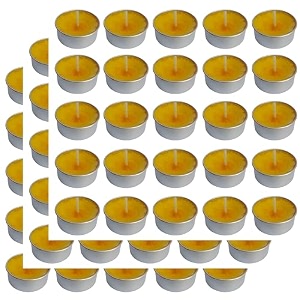 pure indian candle handmade sandalwood amber fragrance yellow mottled tea light candle pack of 75 pictl202294