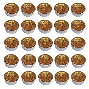pure indian candle handmade sandalwood amber fragrance golden glitter tea light candle pack of 25 pictl202232