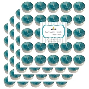 pure indian candle  handmade scented candle  evergreen forest fragrance candle  aqua mottled tea light candle  burn time 4 hrs each candle pack of 100 pictl202210