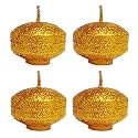 Floating Candles for Decoration, Sandalwood Amber Scented Nugget Candles for Home Decor, Water Bowl, Spa, Gifting & Romantic Setup | Golden Glitter | Long Burning 8–10 Hrs | Pack of 4