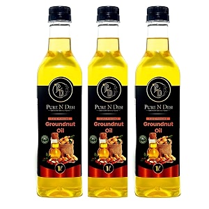pure n desi cold pressed groundnut oil wood pressed 1l pack of 3