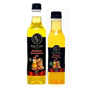 pure n desi groundnut oil combo wood pressed unrefined 1l  500ml