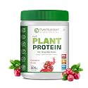 Pure Nutrition Plant Protein Powder for Men, Women -Cranberry Crush, 500g, With Pea &amp; Brown Rice Protein with Omega3, Digestive Enzymes &amp; Turmeric | Plant-based, Vegan Supplement for Muscle Growth &amp; Strength | No 