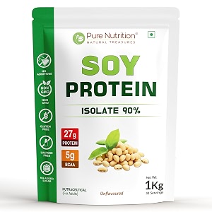 pure nutrition soy protein isolate powder  90 soy protein isolate with 27g protein per serving  plant based vegan protein powder for muscle growth recovery amp weight management  low carb gluten free soya protein powder for men amp women - 1kg unflavoured