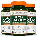 Pure Nutrition Ultra Calcium 1310mg – 270 Veg Tablets (90X3) | With Vitamin D3, K2, Zinc & Magnesium | Bone, Joint, Muscle & Immune Health Support | Calcium Supplement for Men & Women