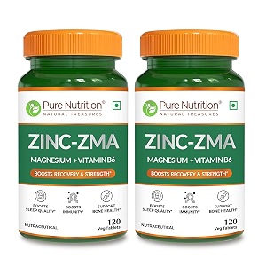 pure nutrition zinc zma 240 tablets 120x2  supplement for men amp women tablets  zinc magnesium tablets for muscle recovery bone support stress relief improved sleep quality