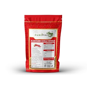pure pik kashmiri red chilli whole stemless 1 kg pack of 1