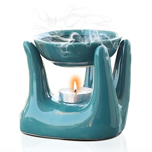 Pure Source India sea green ceramic hand-type aroma diffuser burner — traditional aroma diffuser for home