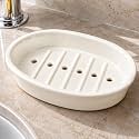 Pure Source India Ceramic Soap Dish/Soap case Tray | Bath Accessories for Bathroom (13CM) (White)