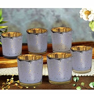pure source india glass mercury votive candle holder pack of 6 pcs silver