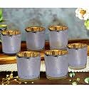 Pure Source India Glass Mercury Votive Candle Holder Pack of 6 Pcs (Silver)