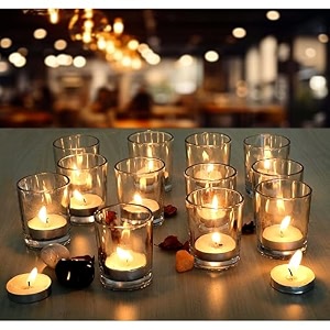 pure source india glass votive candle holders clear thick glass tealight holders for home dcor diwali decoration wedding table centerpieces spa meditation amp party decoration pack of 16- clear